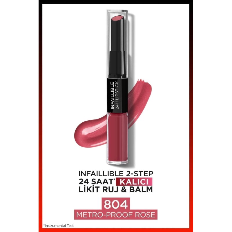 Loreal Paris Infaillible 2-Step 24 Saat Kalıcı Likit Ruj & Balm - 804 Metro-Proof Rose
