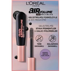 L'Oreal Paris Air Mega Black Maskara - 30 Saate Kadar Kalıcı - Ekstra Siyah 9.4ml