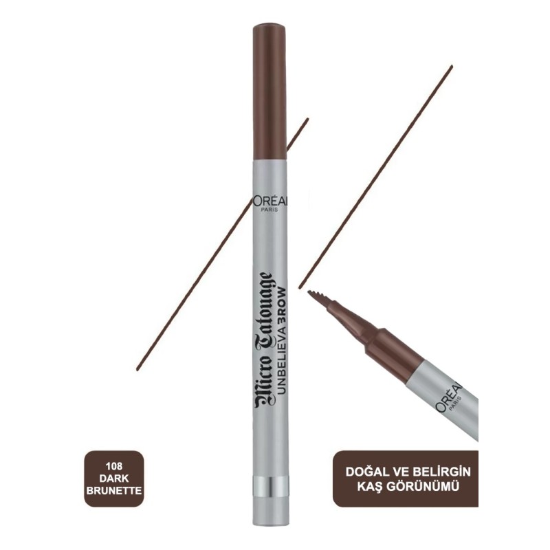 L'Oreal Paris Unbelieva Brow Micro Tatouage Kaş Kalemi 108 Dark Brunette