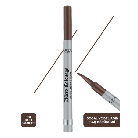 L'Oreal Paris Unbelieva Brow Micro Tatouage Kaş Kalemi 108 Dark Brunette
