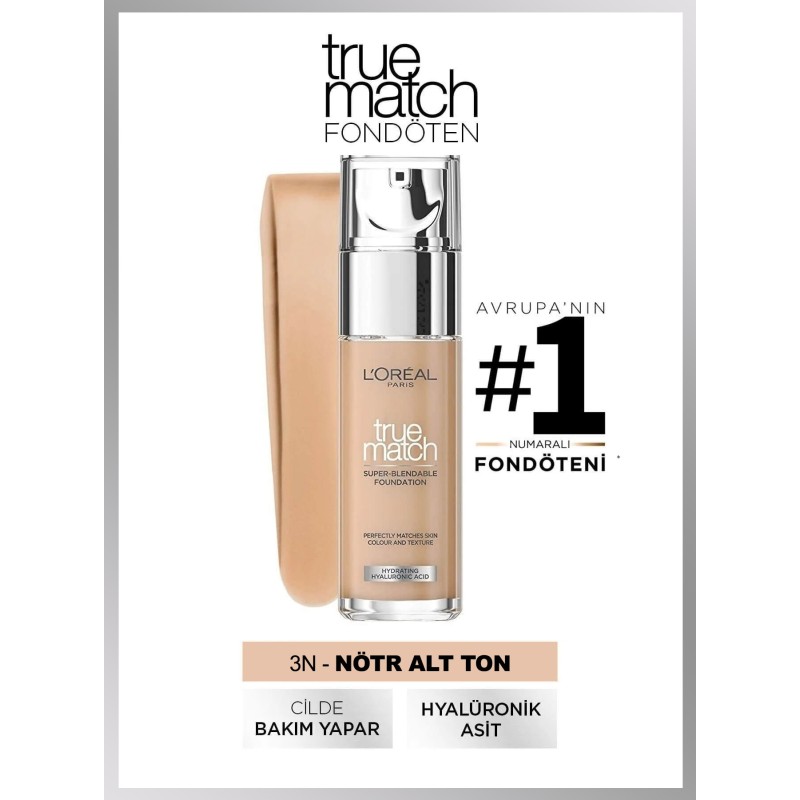 Loreal Paris True Match Bakım Yapan Fondöten - 3N Neutral Undertone 30ml