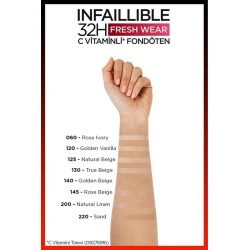 Loreal Paris Infaillible 32H Fresh Wear C Vitaminli Fondöten - 145 BeigeRose 30ml