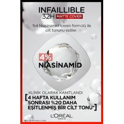 Loreal Paris Infaillible 32H Matte Cover Yüksek Kapatıcı Fondöten -  110 VANIL