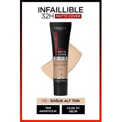 Loreal Paris Infaillible 32H Matte Cover Yüksek Kapatıcı Fondöten -  110 VANIL