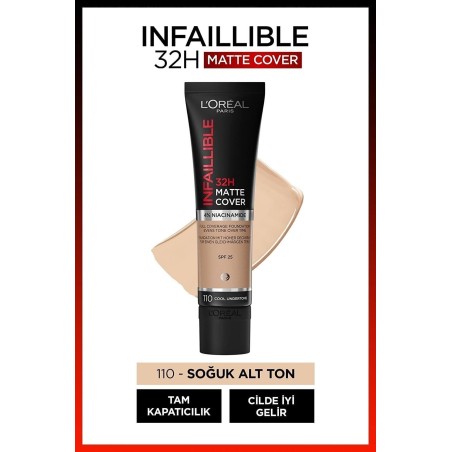 Loreal Paris Infaillible 32H Matte Cover Yüksek Kapatıcı Fondöten -  110 VANIL