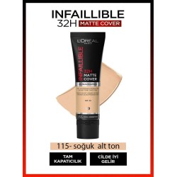 Loreal Paris Infaillible 32H Matte Cover Yüksek Kapatıcı Fondöten -  115 BEIGE