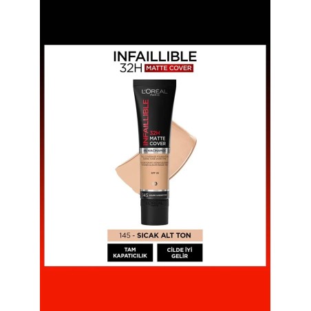 Loreal Paris Infaillible 32H Matte Cover Yüksek Kapatıcı Fondöten -  145 BEIGE