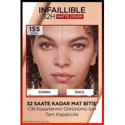 Loreal Paris Infaillible 32H Matte Cover Yüksek Kapatıcı Fondöten -  155 NATUR