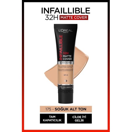 Loreal Paris Infaillible 32H Matte Cover Yüksek Kapatıcı Fondöten -  175 SABLE