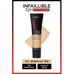 Loreal Paris Infaillible 32H Matte Cover Yüksek Kapatıcı Fondöten -  200 SABLE