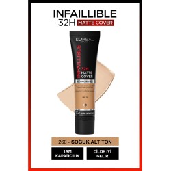 Loreal Paris Infaillible 32H Matte Cover Yüksek Kapatıcı Fondöten -  260 Solei