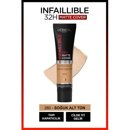 Loreal Paris Infaillible 32H Matte Cover Yüksek Kapatıcı Fondöten -  260 Solei