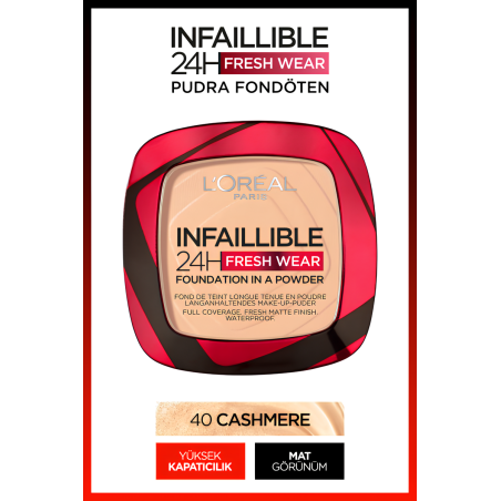 Loreal Paris Infaillible 24H Fresh Wear Pudra Fondöten 40 Cashmere 9gr