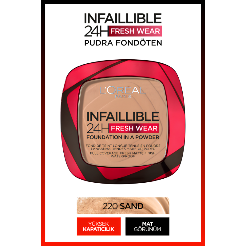 Loreal Paris Infaillible 24H Fresh Wear Pudra Fondöten 220 Sand 9gr