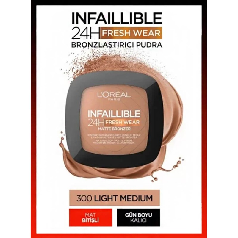 Loreal Paris Infaillible 24H Fresh Wear Bronzlaştırıcı Pudra - 300 Light Medium 9gr