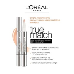 Loreal Paris True Match Göz Kremi İçeren Kapatıcı [ 2'si 1 Arada ] 1-2R