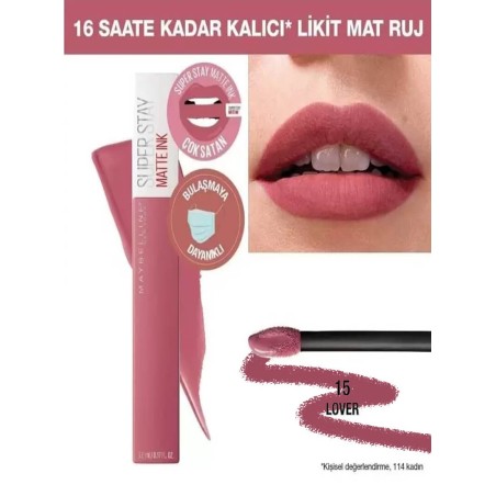 Maybelline New York Super Stay Matte Ink Likit Mat Ruj -15 LOVER