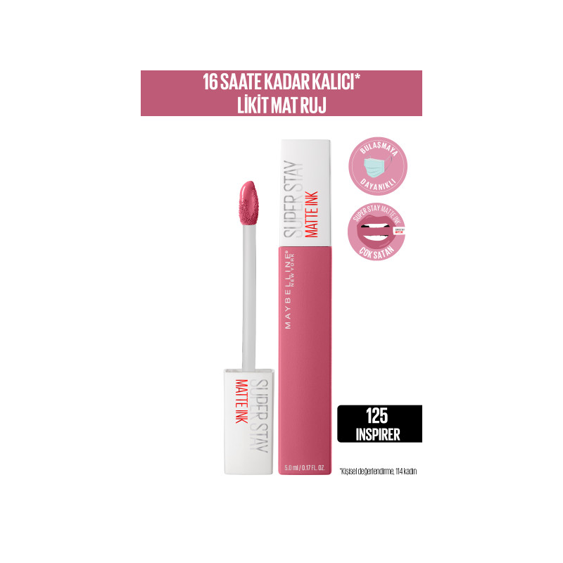 Maybelline New York Super Stay Matte Ink Likit Mat Ruj -Bricks NU 125 INSPI Maybelline New York Super Stay Matte Ink Likit Mat Ruj -Bricks NU 125 INSPI