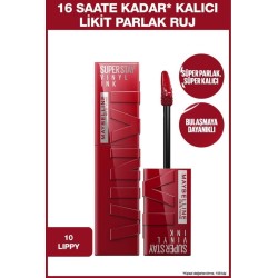 Maybelline New York Super Stay Vinyl Ink Uzun Süre Kalıcı Likit Parlak Ruj - 10 LIPPY