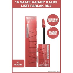 Maybelline New York Super Stay Vinyl Ink Uzun Süre Kalıcı Likit Parlak Ruj -  15 PEACHY