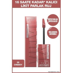 Maybelline New York Super Stay Vinyl Ink Uzun Süre Kalıcı Likit Parlak Ruj -  35 CHEEKY