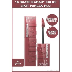 Maybelline New York Super Stay Vinyl Ink Uzun Süre Kalıcı Likit Parlak Ruj -  40 WITTY