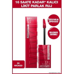 Maybelline New York Super Stay Vinyl Ink Uzun Süre Kalıcı Likit Parlak Ruj -  50 WICKED