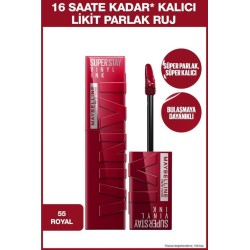 Maybelline New York Super Stay Vinyl Ink Uzun Süre Kalıcı Likit Parlak Ruj -  55 ROYAL