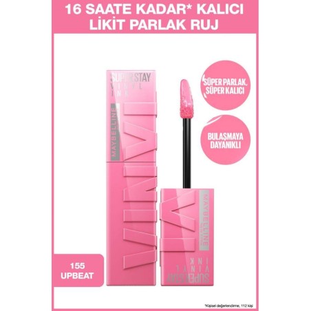 Maybelline New York Super Stay Vinyl Ink Uzun Süre Kalıcı Likit Parlak Ruj - 155 Upbeat