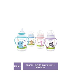 Bebedor Desenli Geniş Ağız Kulplu Biberon 250 ml (89322)