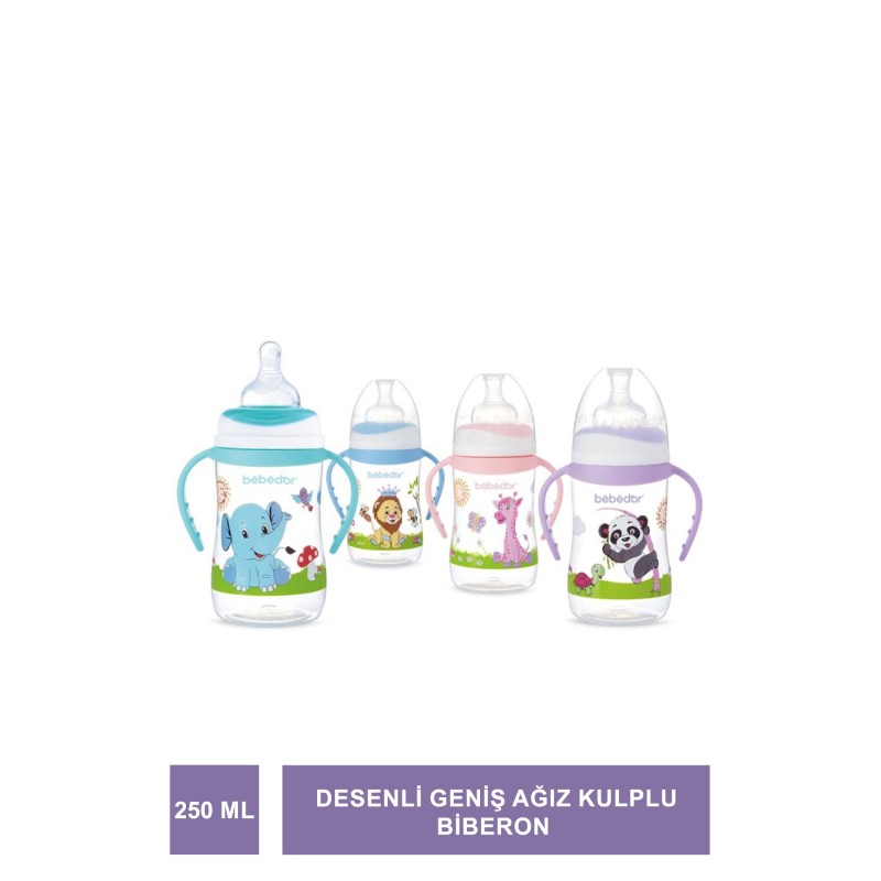 Bebedor Desenli Geniş Ağız Kulplu Biberon 250 ml (89322) Bebedor Desenli Geniş Ağız Kulplu Biberon 250 ml (89322)