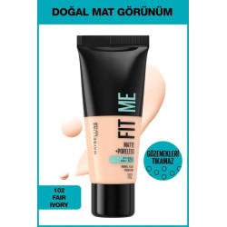 Maybelline New York Fit Me Matte+Poreless Fondöten - 102 Fair Ivory 30 ml