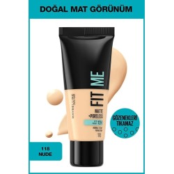 Maybelline New York Fit Me Matte+Poreless Fondöten - 118 Nude 30 ml