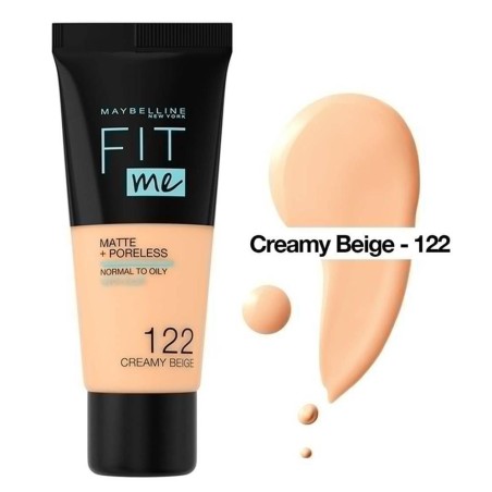 Maybelline New York Fit Me Matte+Poreless Fondöten - 122 Creamy Beige 30 ml