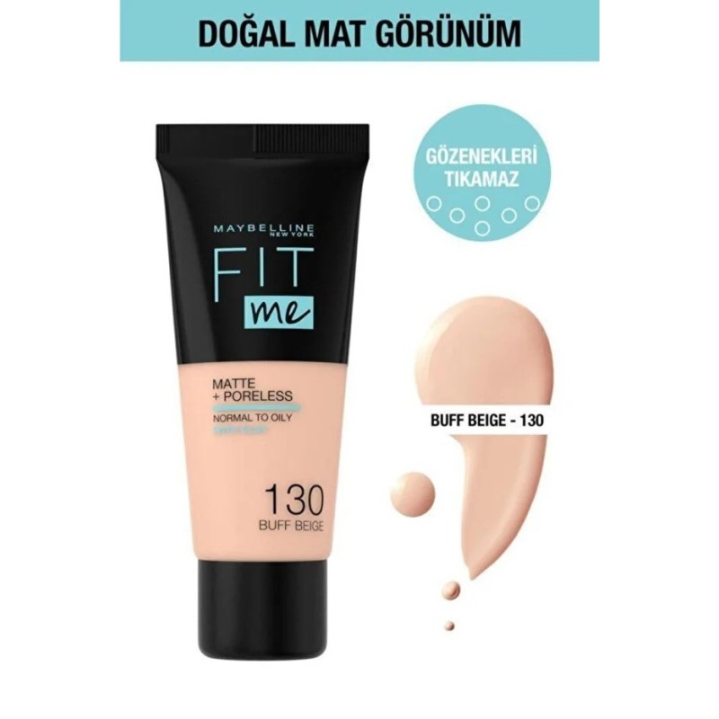 Maybelline New York Fit Me Matte+Poreless Fondöten - 130 Buff Beige 30 ml