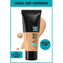 Maybelline New York Fit Me Matte+Poreless Fondöten - 220 Natural Beige 30 ml