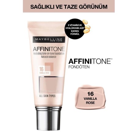 Maybelline New York Affinitone  Fondöten - 16 Vanilla Rose 30 ml