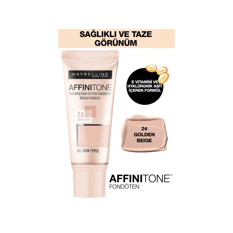 Maybelline New York Affinitone  Fondöten - 24 Golden Beige 30 ml