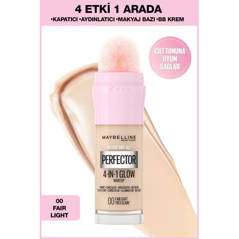 Maybelline New York Instant Perfector Glow 4 Etki 1 Arada Fondöten- 00 Fair Light 20 ml