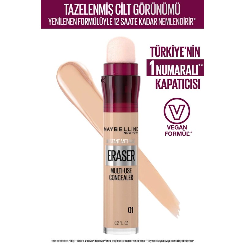 Maybelline New York Instant Anti Age Eraser Kapatıcı - 01 Light 6,8ml Maybelline New York Instant Anti Age Eraser Kapatıcı - 01 Light 6,8ml