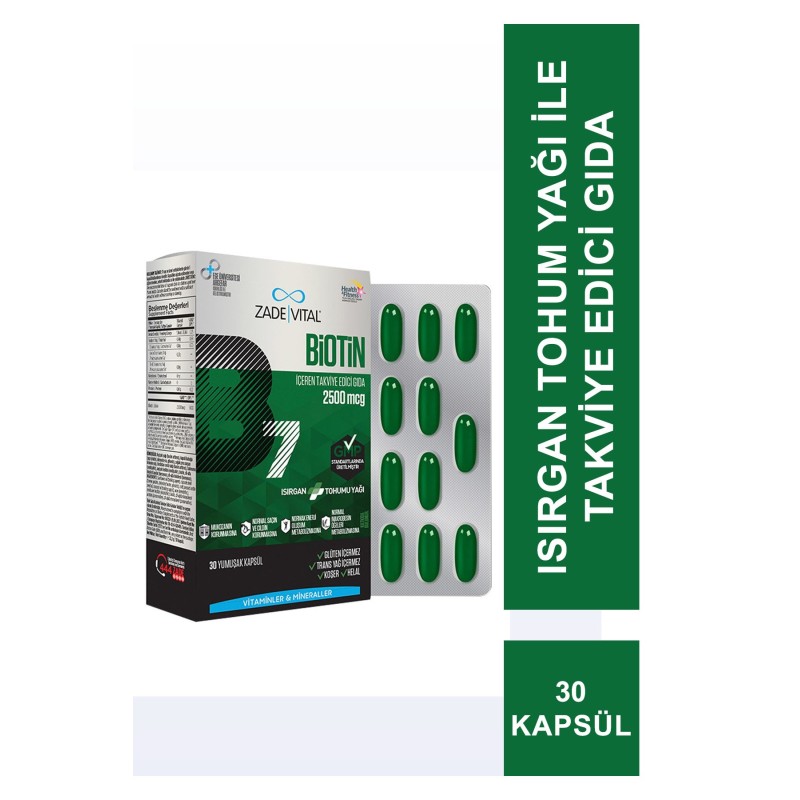 Outlet - Zade Vital Biotin B7 Isırgan Tohum Yağı 30 Kapsül