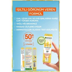 Garnier C Vitamini Parlak Günlük Güneş Koruyucu Fluid Yüz Kremi - Işıltılı Doku - Spf50+ 40 ml