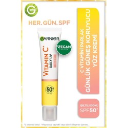 Garnier C Vitamini Parlak Günlük Güneş Koruyucu Fluid Yüz Kremi ( Işıltılı Doku ) Spf50+ 40 ml