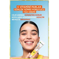 Garnier C Vitamini Parlak Günlük Güneş Koruyucu Fluid Yüz Kremi ( Görünmez Doku ) Spf50+ 40 ml