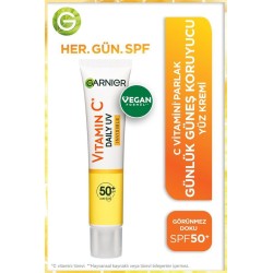 Garnier C Vitamini Parlak Günlük Güneş Koruyucu Fluid Yüz Kremi ( Görünmez Doku ) Spf50+ 40 ml