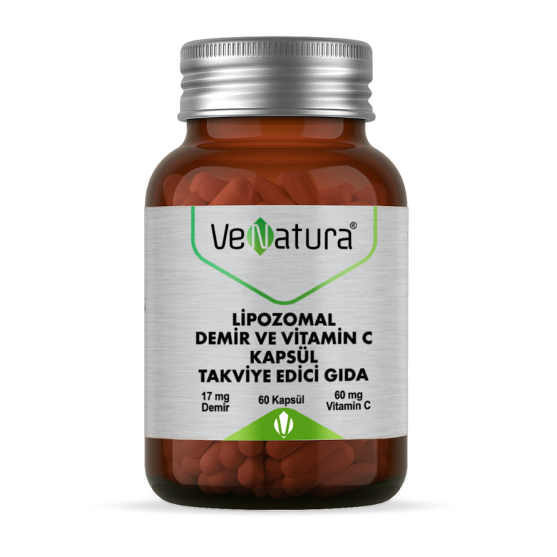 Venatura Lipozomal Demir ve Vitamin C Takviye Edici Gıda 60 Kapsül (S.K.T 01-2027)