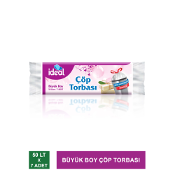 İdeal Büyük Boy Çöp Torbası / Büzgülü ve Beyaz Sabun Kokulu 7 Adet ( 65x70 cm)