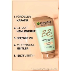 Garnier Mucizevi Cilt Kusursuzlaştırıcı BB Krem - Açık Ton - Spf15 50 ml