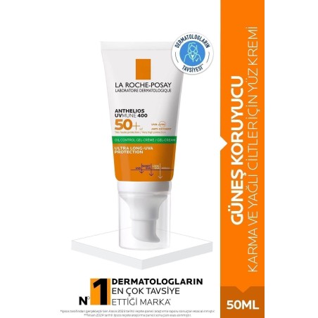 La Roche Posay Anthelios Oil Control Gel Yüz Güneş Kremi Karma/Yağlı Ciltler SPF50+ Yüksek Koruma 50ml