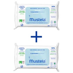 Mustela Kompost Edilebilir Su İçeren Islak Mendil (Parfümsüz) 2x60 Adet